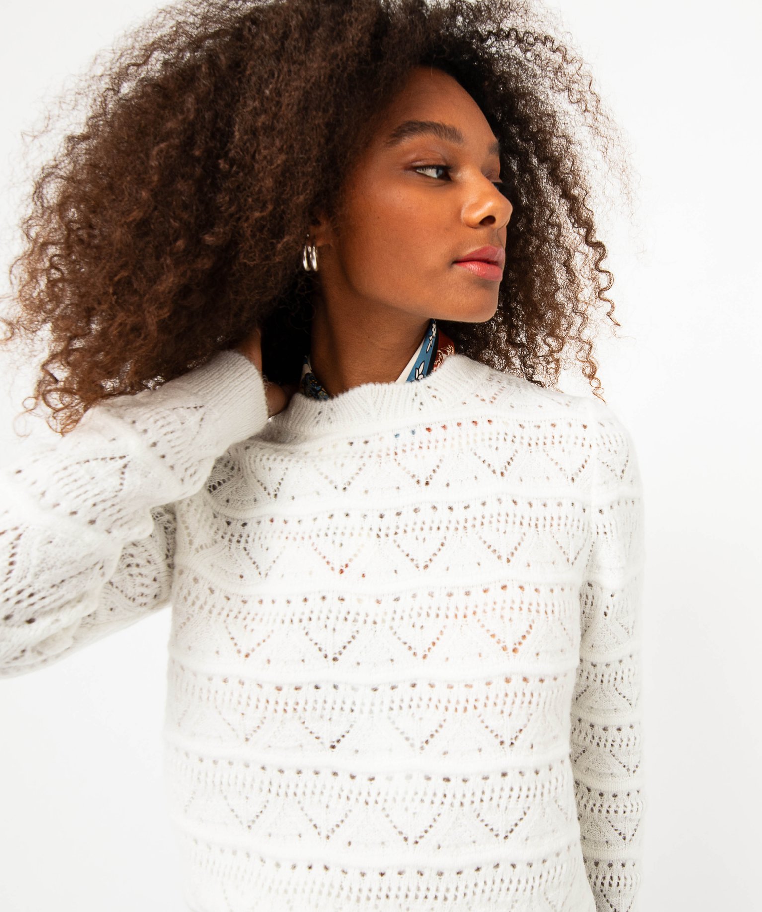 Pull en maille ajourée femme ecru | GEMO