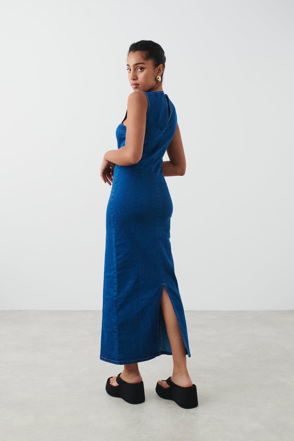Column denim dress