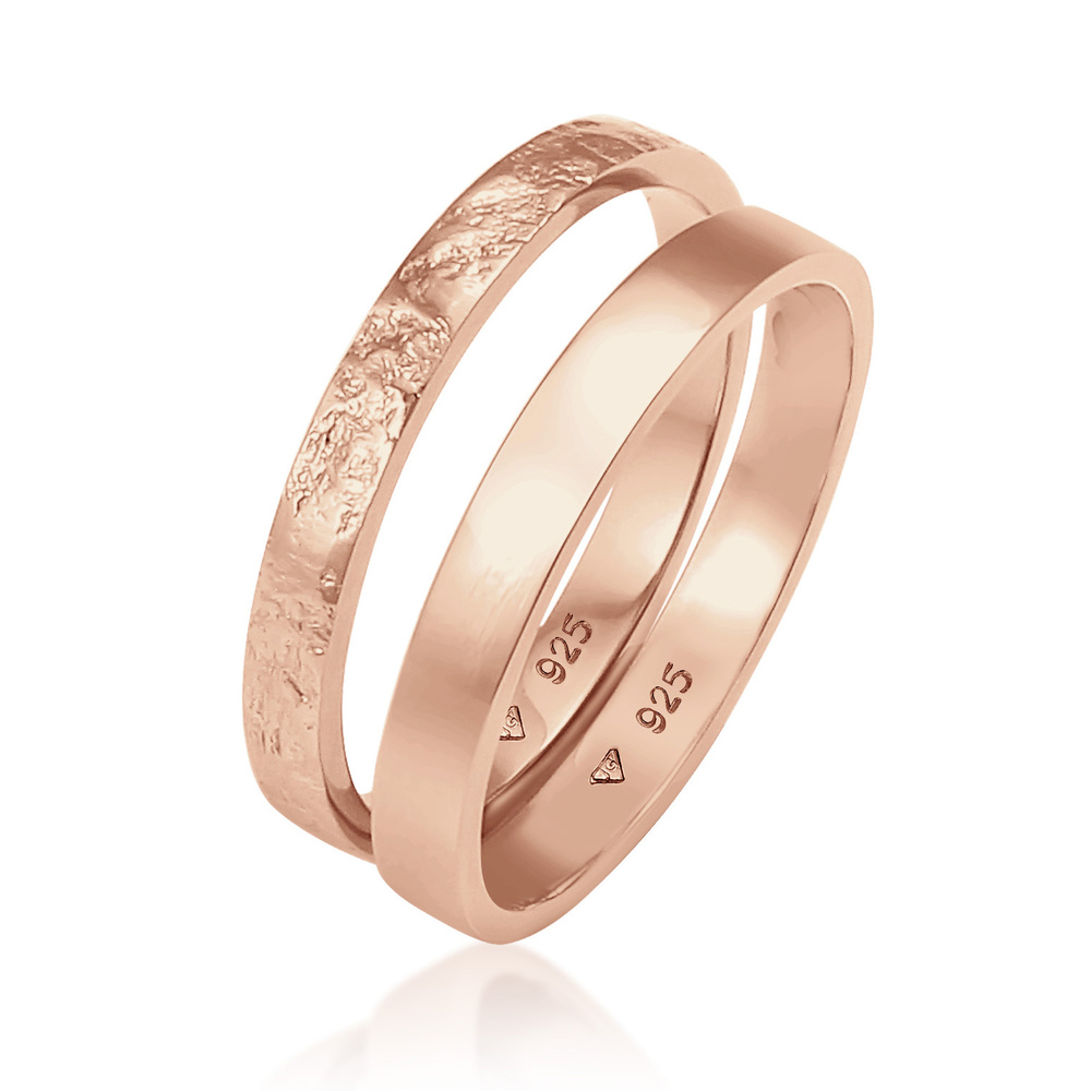 Elli Elli Bague Femmes Ensemble Basique Look Martelé Combinable en Argent Sterling 925 Bague