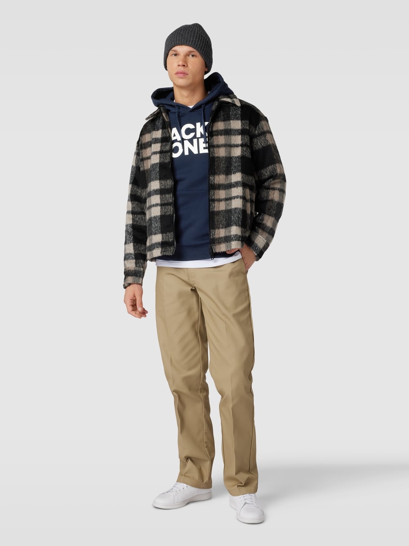 Hoodie mit Label-Print in dunkelblau