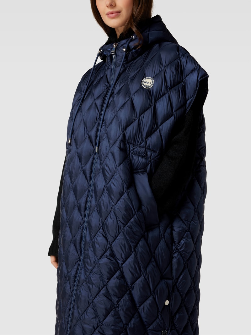 Oversized Steppweste mit Kapuze Modell 'CARLY LONG' in marineblau