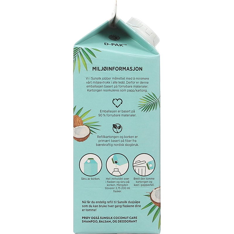 Sunsilk Dusjsåpe 750 ml refill Coconut Sunsilk
