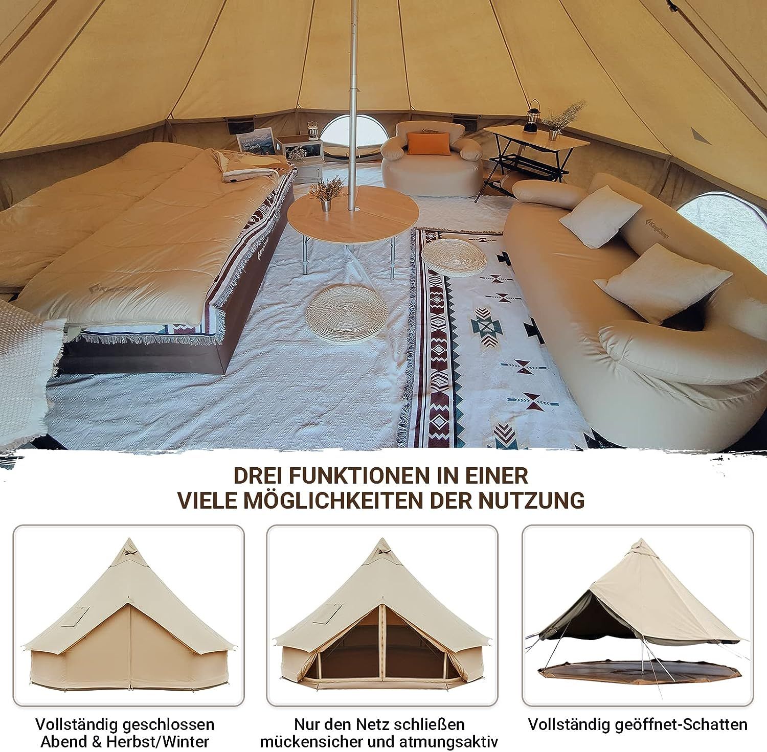 KingCamp 5M Khan Glamping Bell Zelt