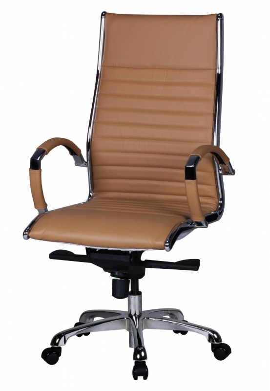 Amstyle Chefsessel Leder caramel - Bürostuhl 5-Punkt Multiblock-Mechanik