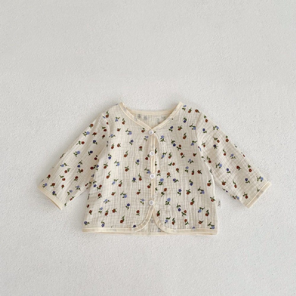 LAPA Strickjacke Baby Frühling dünne Langarm Strickjacke mit Blumenmuster