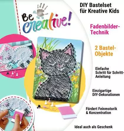 String Art Katzen - Bastelset für Kinder ab 6 Jahren