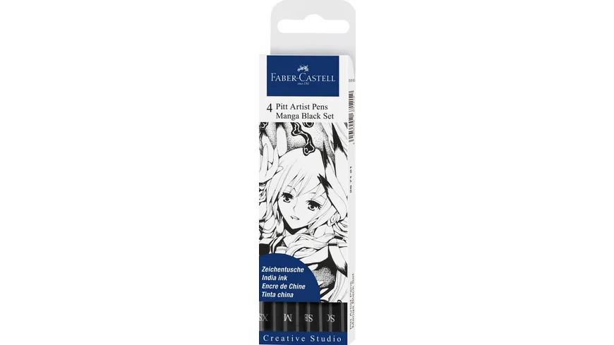 FABER-CASTELL Pitt Artist Pen Tuschestift MANGA 4er Etui schwarz
