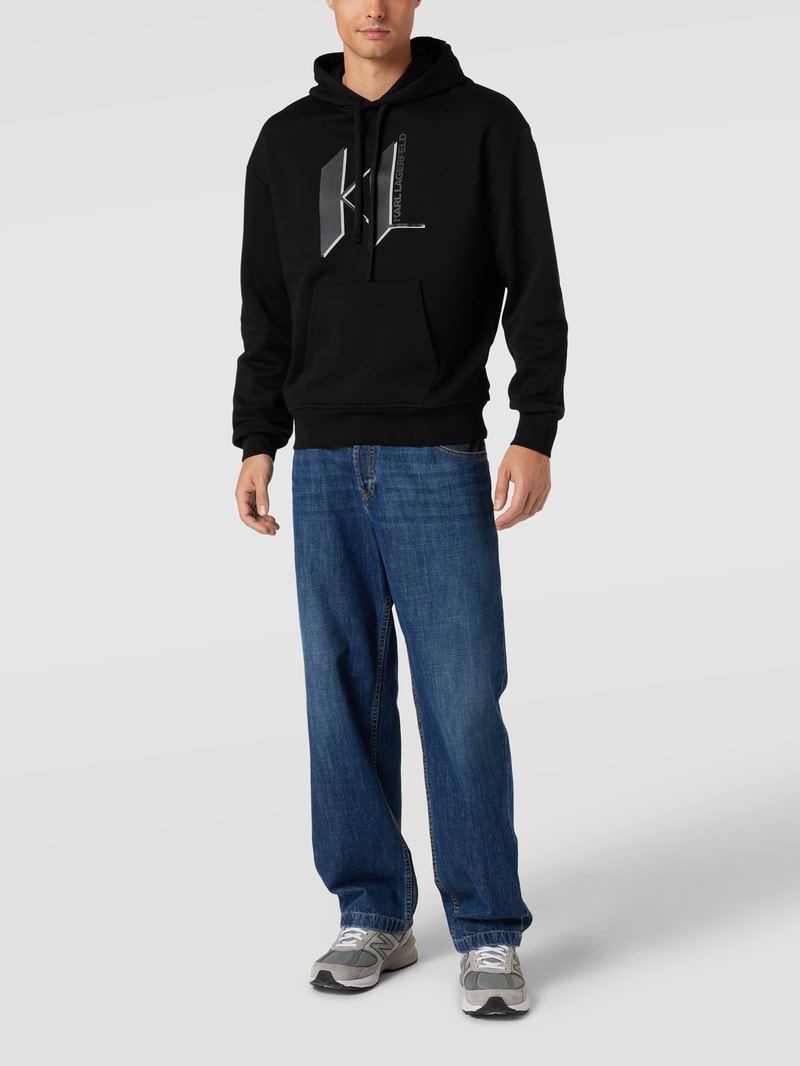 Hoodie mit Label-Prints in schwarz
