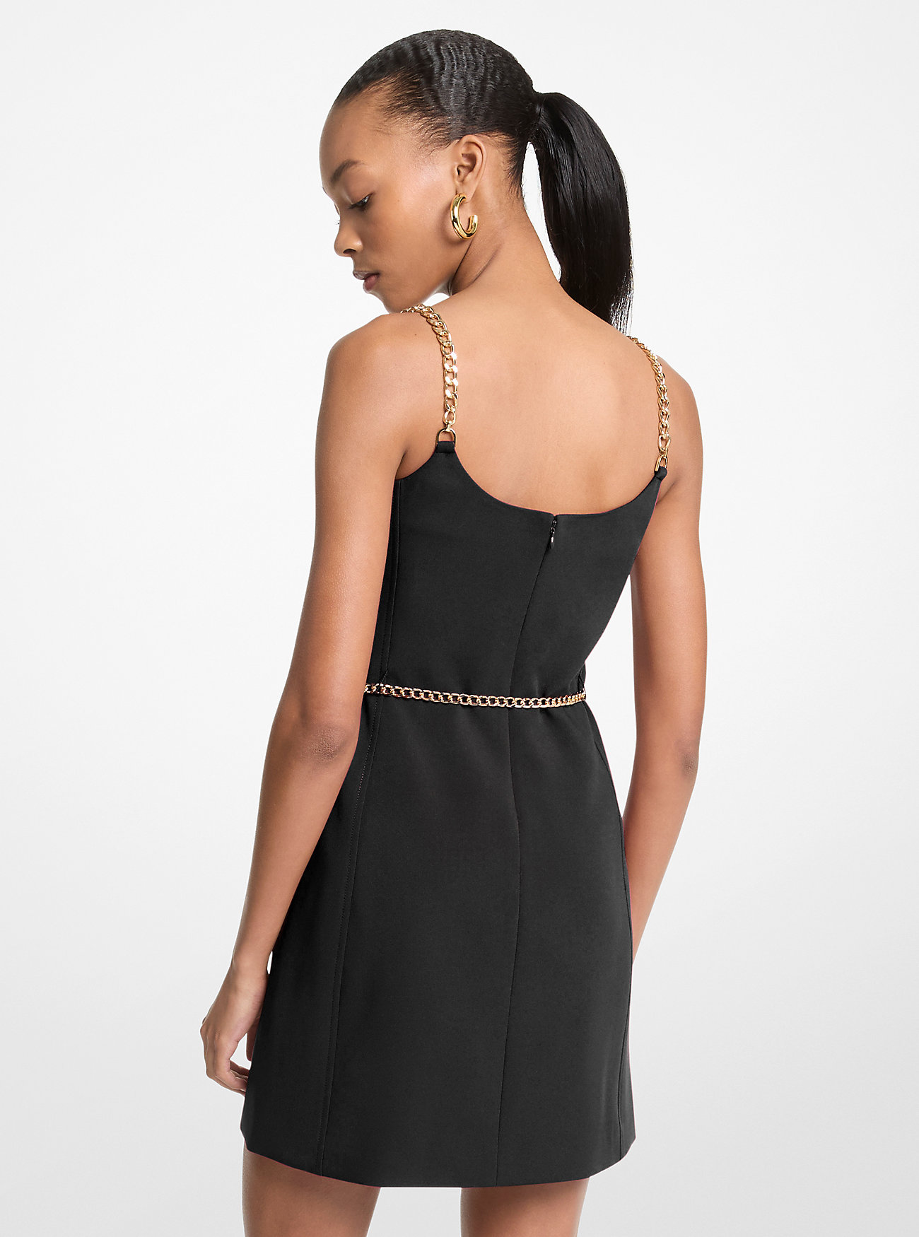 Chain Strap Belted Bustier Mini Dress - BLACK