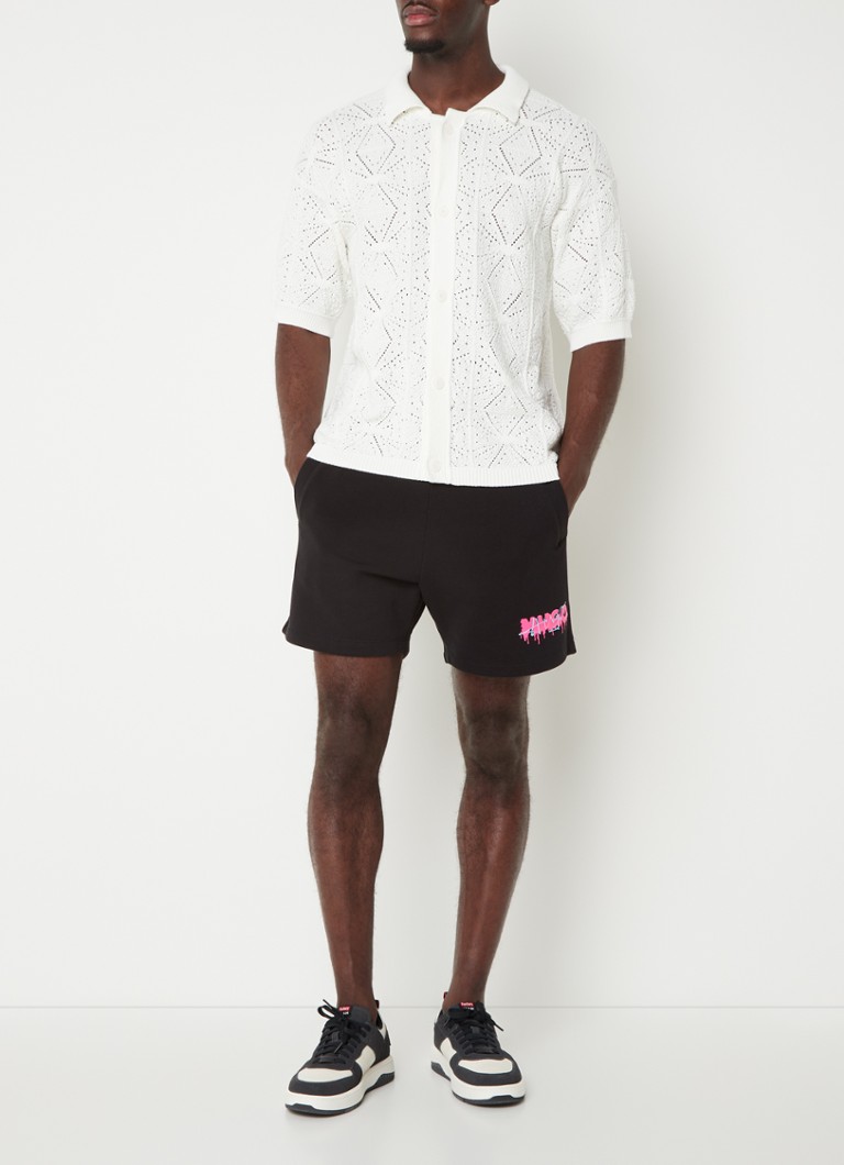 Camisa HUGO BOSS de malha grossa com modelagem regular e detalhes vazados.