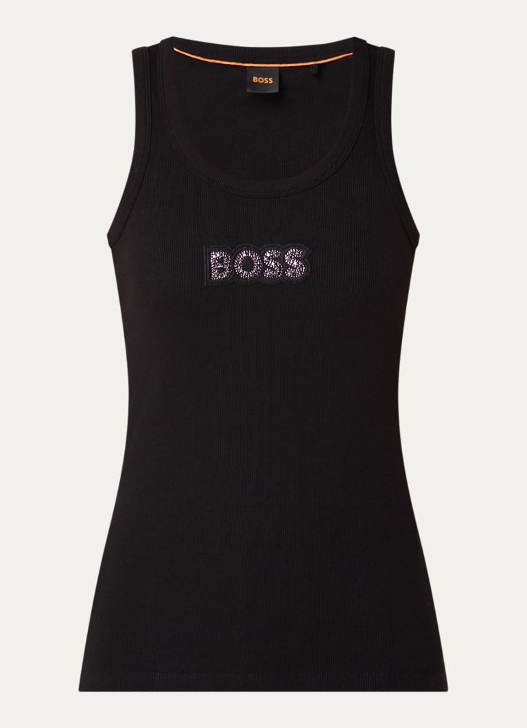 HUGO BOSS Ematite rib-knit tank top with rhinestones