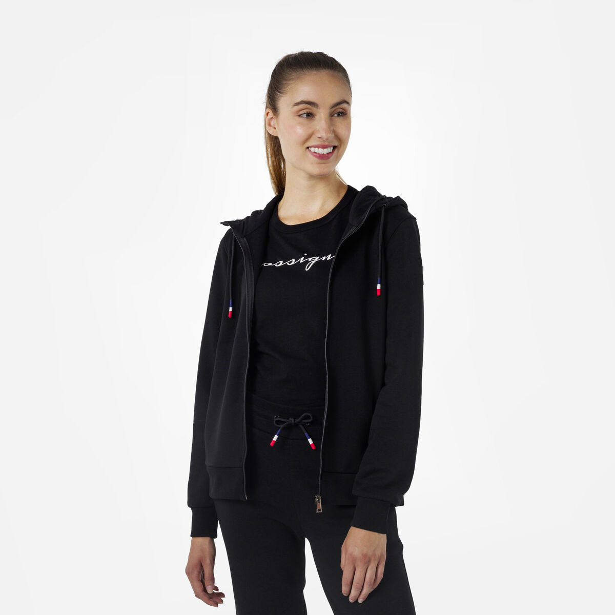 Logo Damensweatshirt mit Kapuze und durchgehendem Reißverschluss