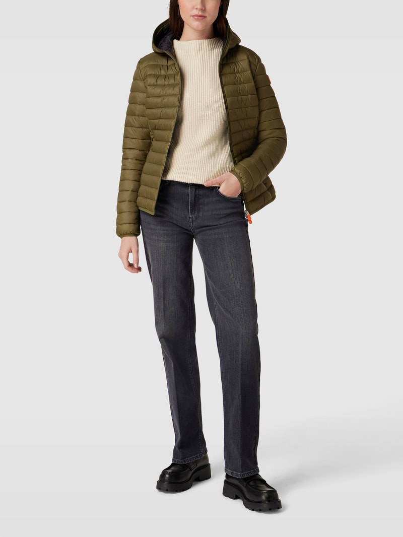 Steppjacke mit Label-Detail Modell 'DIZY' in olivgrün