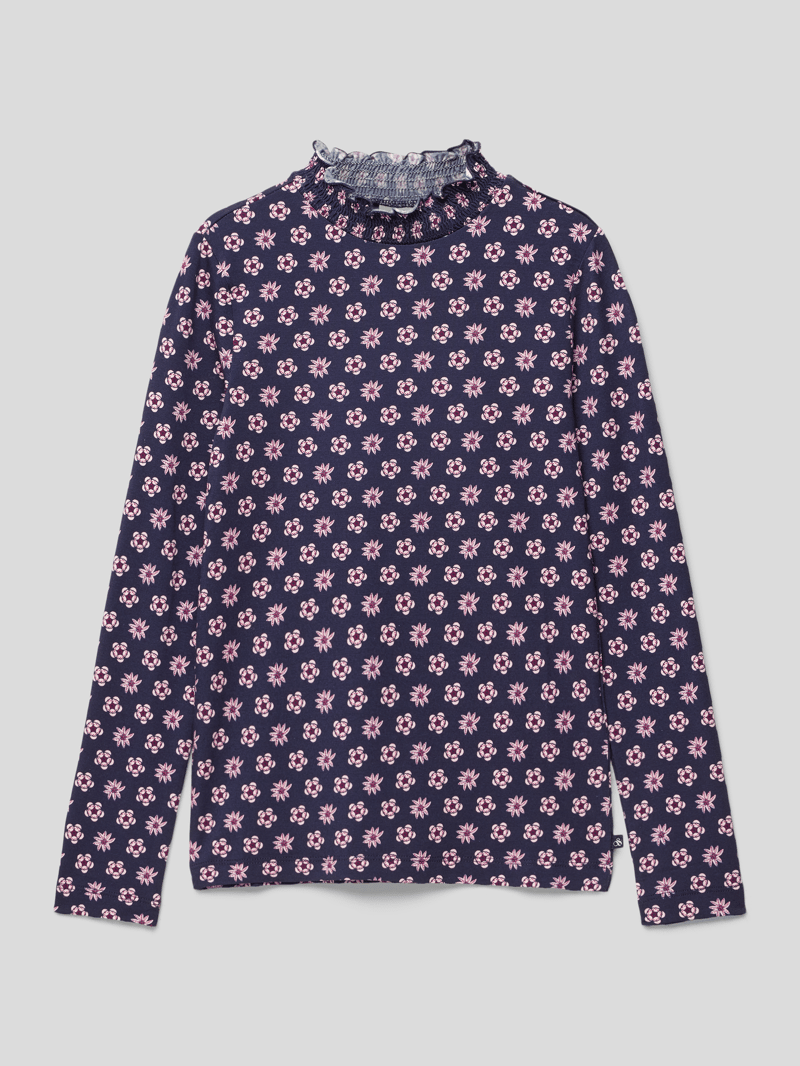 Longsleeve mit Allover-Muster in marineblau