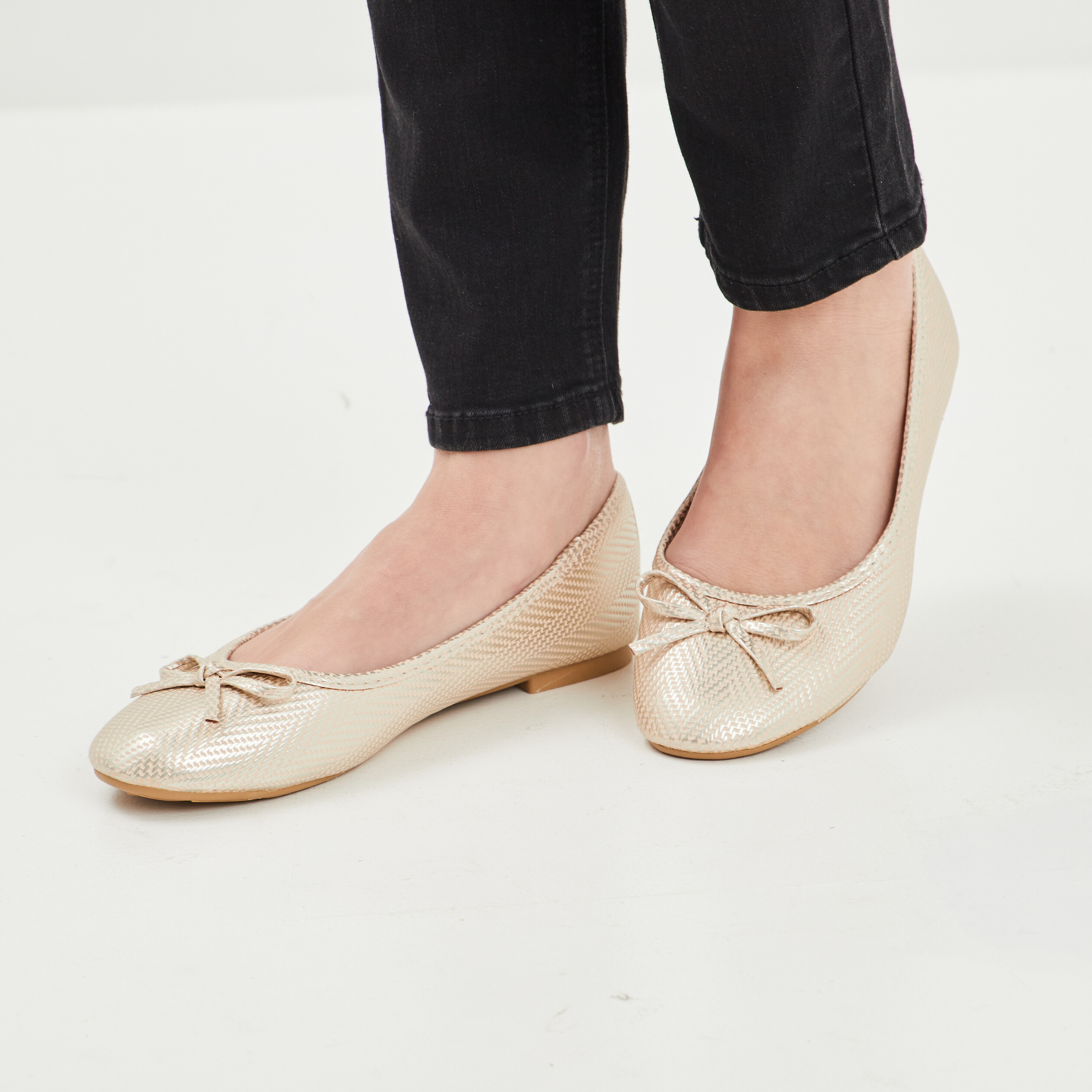Ballerines détail noeud jaune or femme | La Halle
