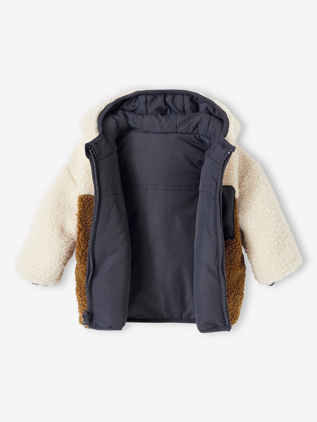 Vertbaudet Warme Baby Wendejacke mit Recycling-Polyester - wollweiß