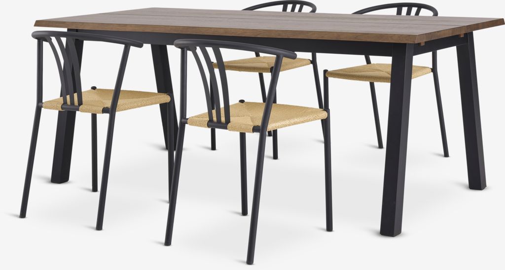 SKOVLUNDE JYDERUP SKOVLUNDE L200 dark oak table 4 JYDERUP black chair