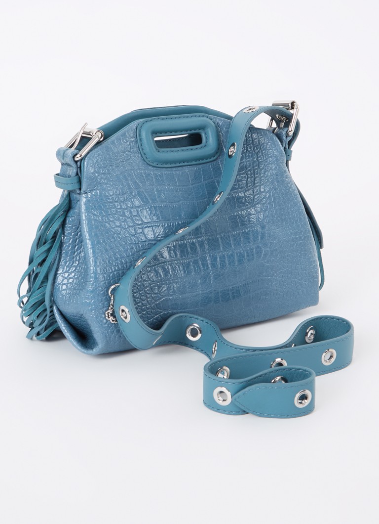 Maje Mini Miss M leather crossbody bag with croc texture
