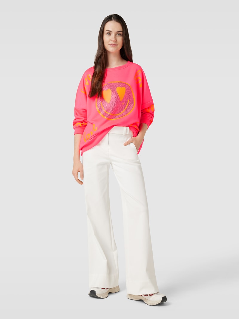 Sweatshirt mit Motiv-Print Modell 'LOVE HARDFACE' in pink