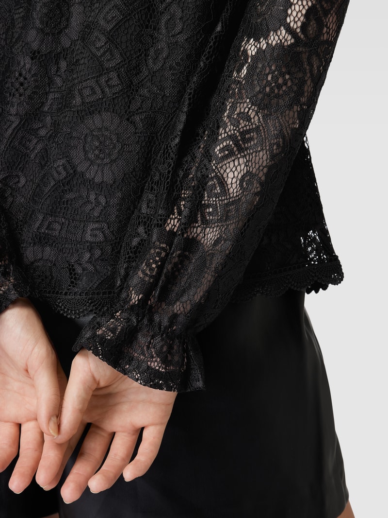 Spitzenbluse mit Rüschen Modell 'COLLINE' in schwarz