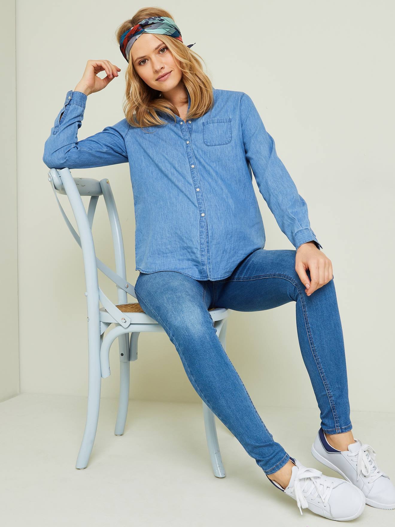 Chemisier de grossesse et d'allaitement jean denim stone