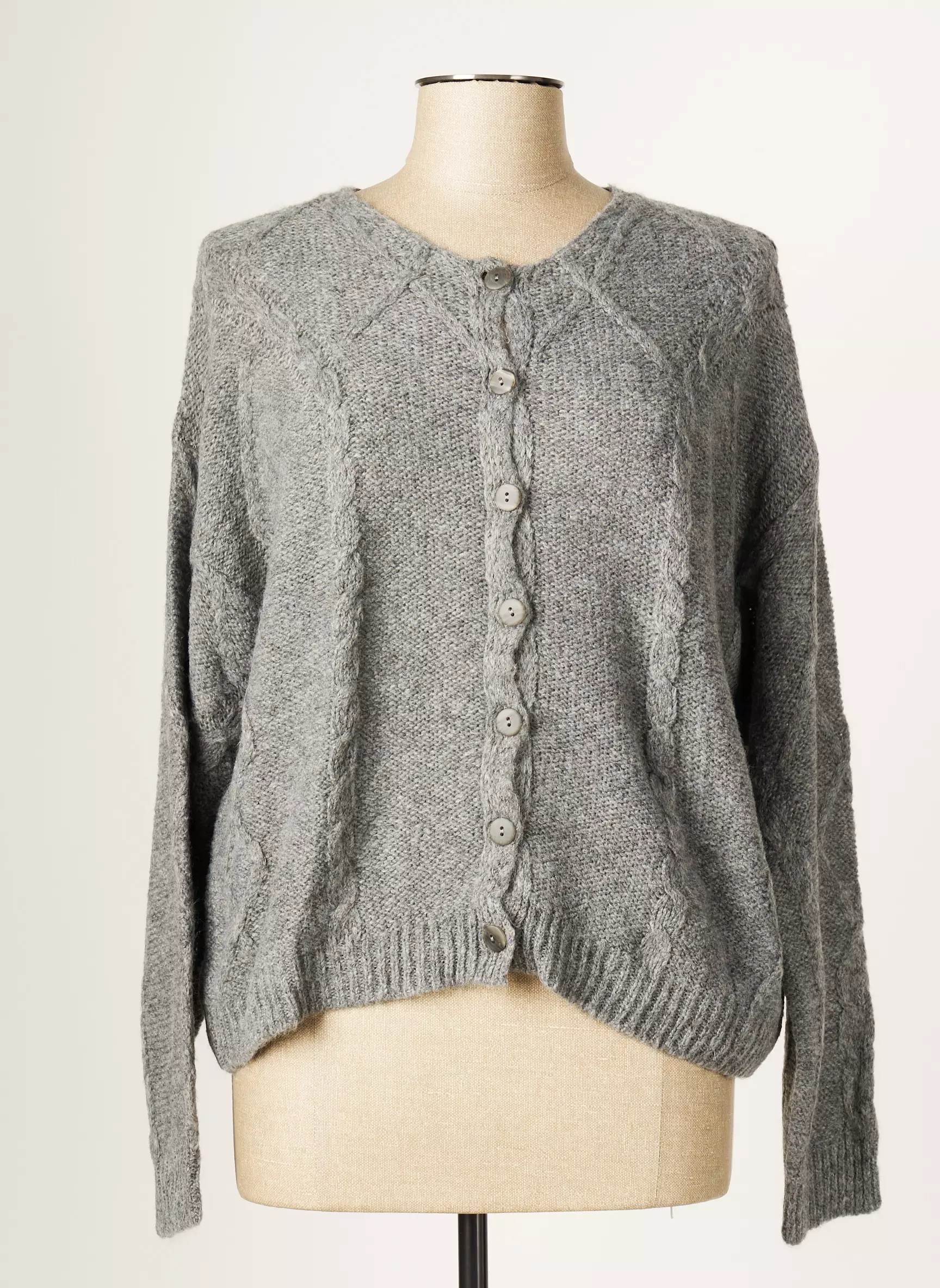 Blanc Boheme Cardigans Femme couleur gris