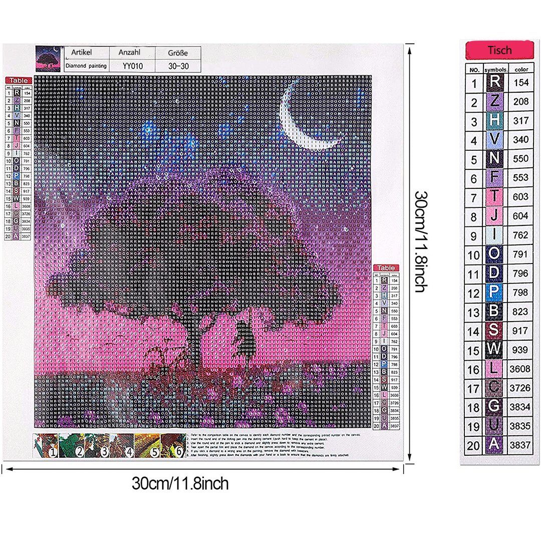 SOTOR Mosaikfliesen 5D DIY Diamant Malerei Set, Malen nach Zahlen,Pasted Painting Strass, Lila, Stickerei Kreuzstich Kunst Handwerk Diamant Home Wall Wanddekoration