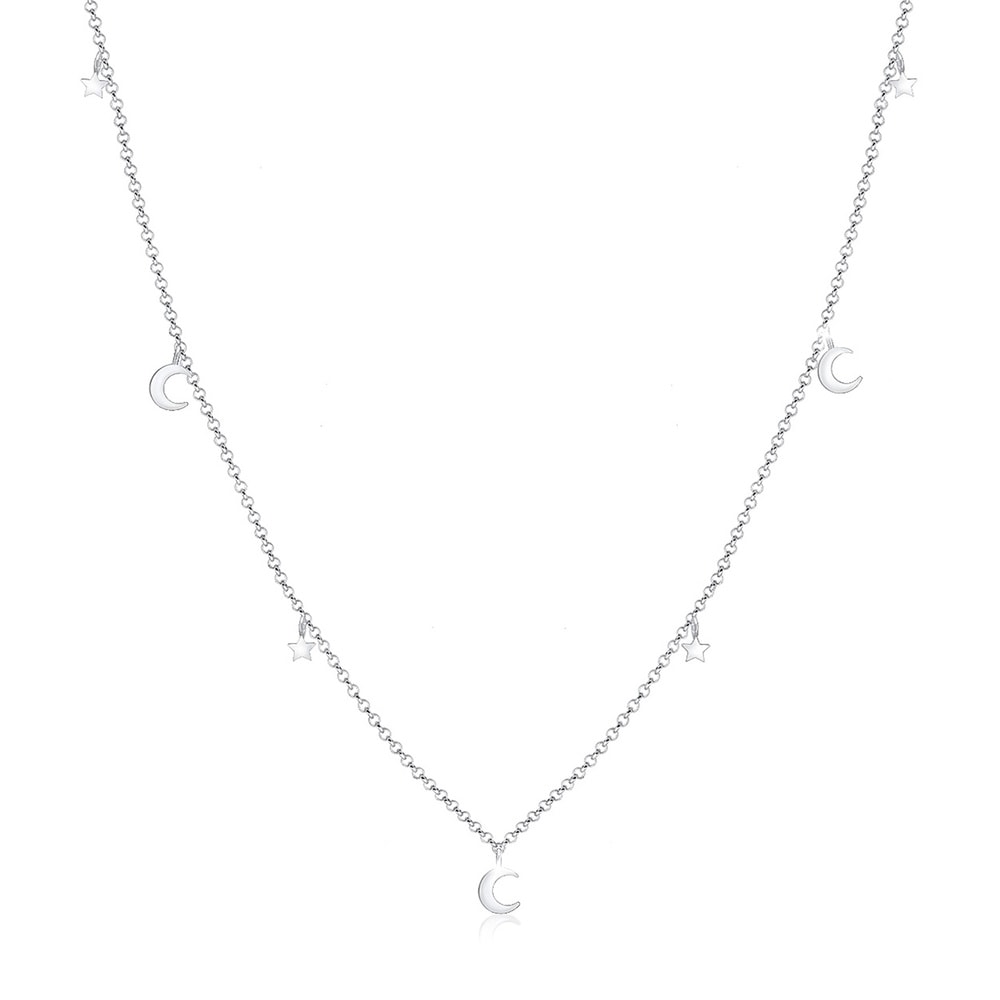 Elli Elli Collier Femme Demi-Lune Étoile en Argent Sterling (925/1000) Bijoux