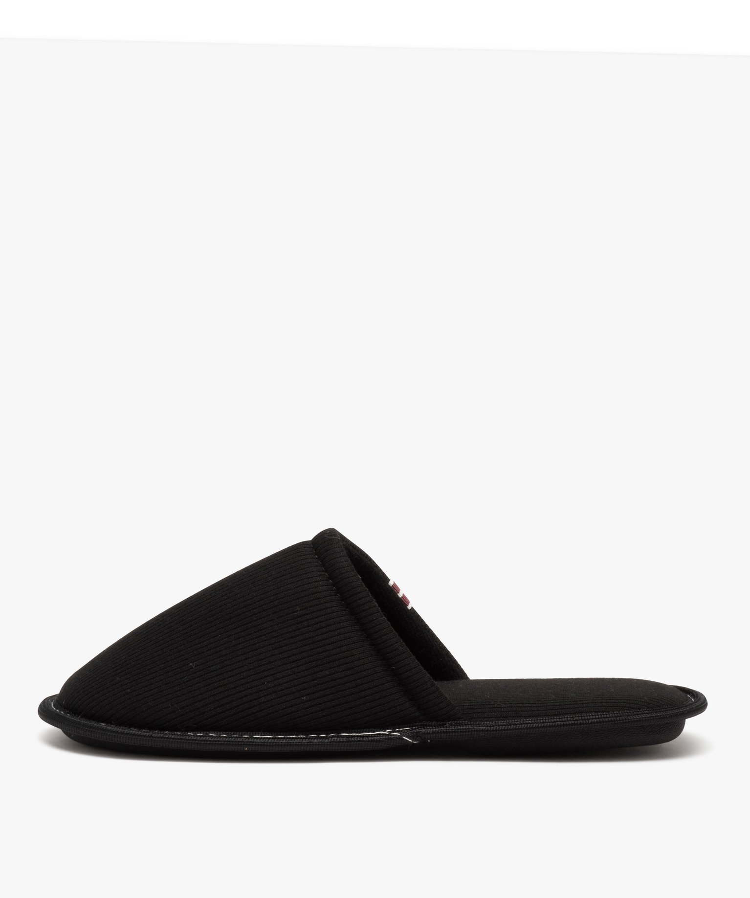 Chaussons homme mules confort unies en tissu ctelé noir | GEMO