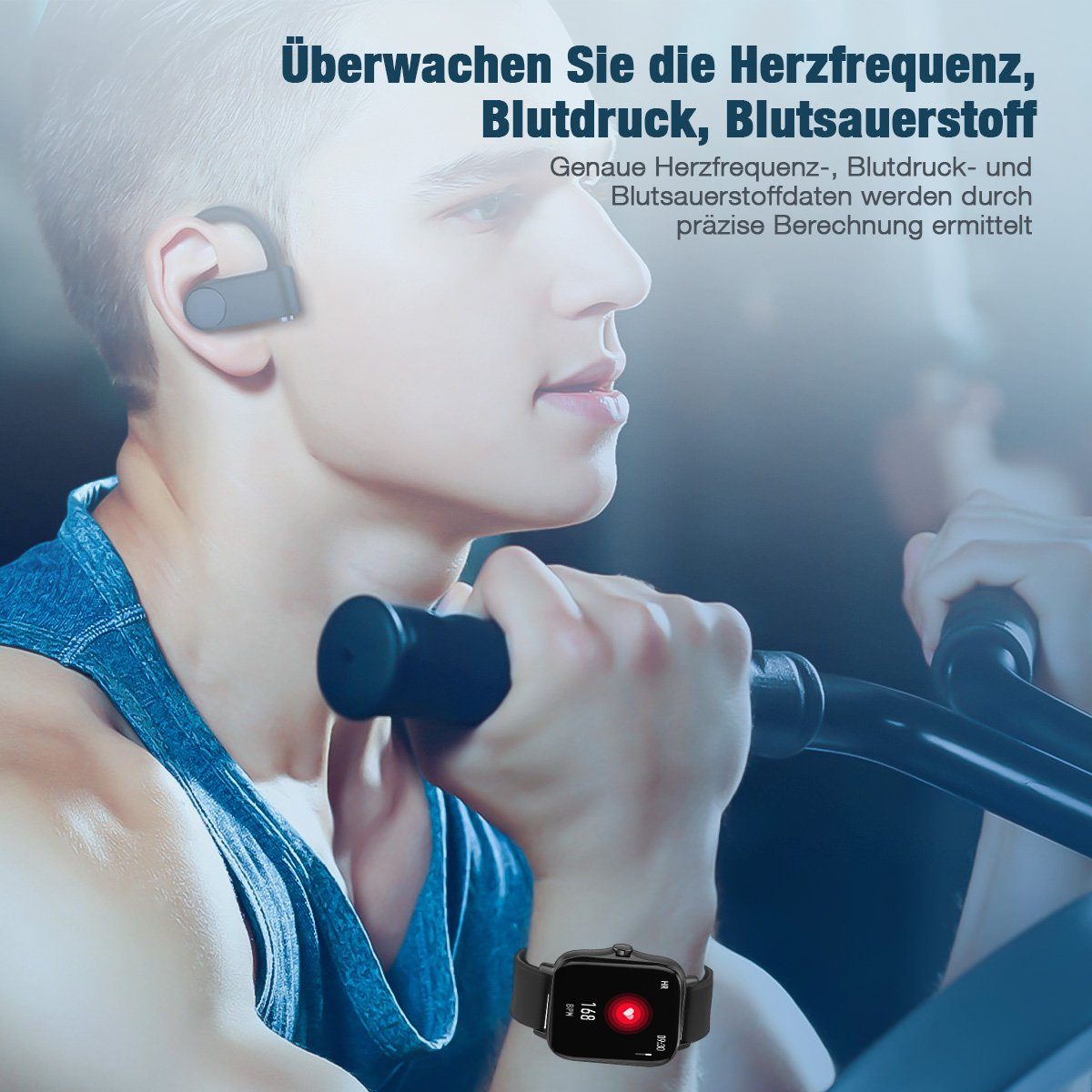 ombar Smartwatch Damen Herren,1,7 Zoll Touchscreen Fitnessuhr Smartwatch (Fitnessuhr mit Telefonfunktion/WhatsApp Notiz,Smartwatch Fitness Tracker Uhr IP67 Wasserdicht,1.70