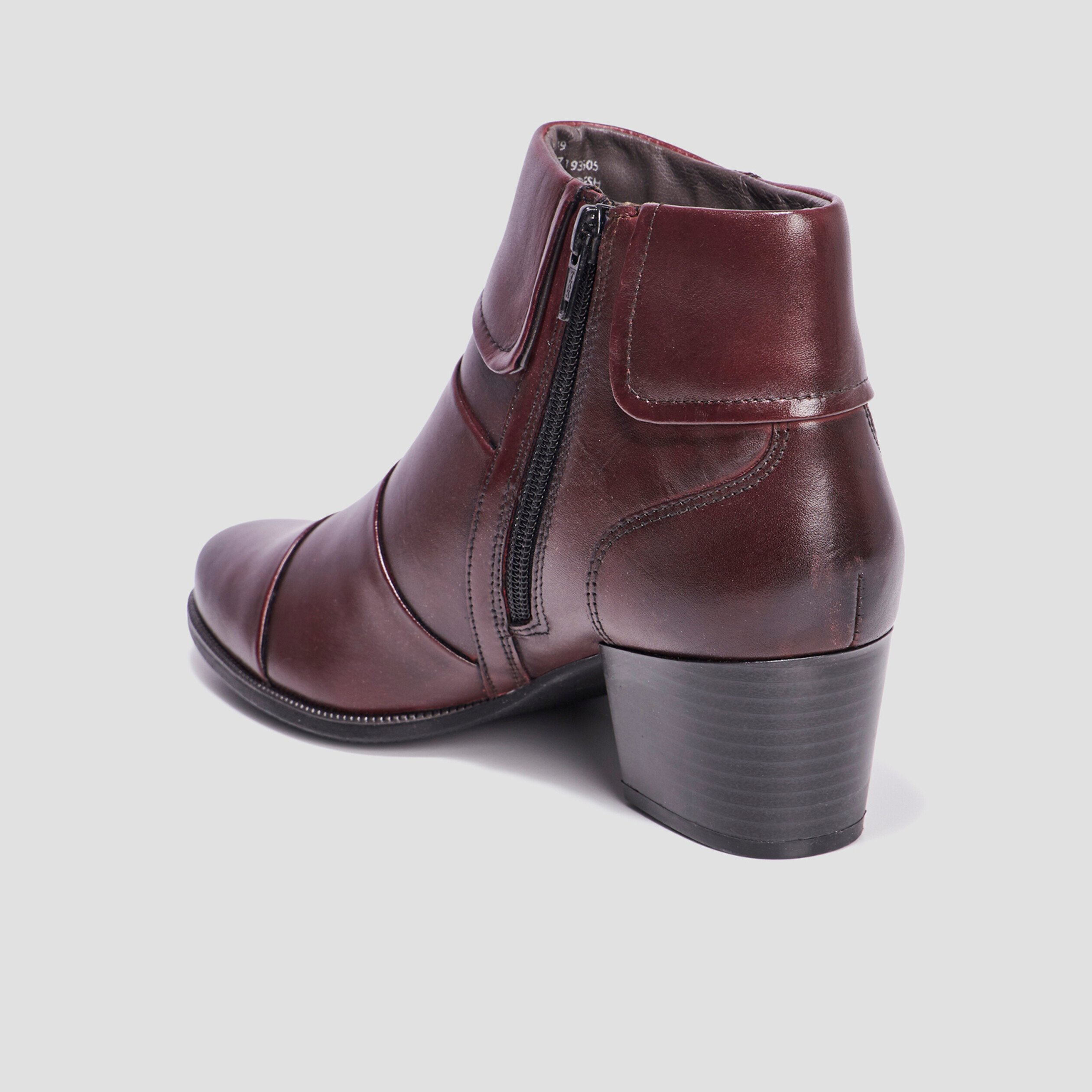 Bottines à talons en cuir pied large bordeaux femme | La Halle
