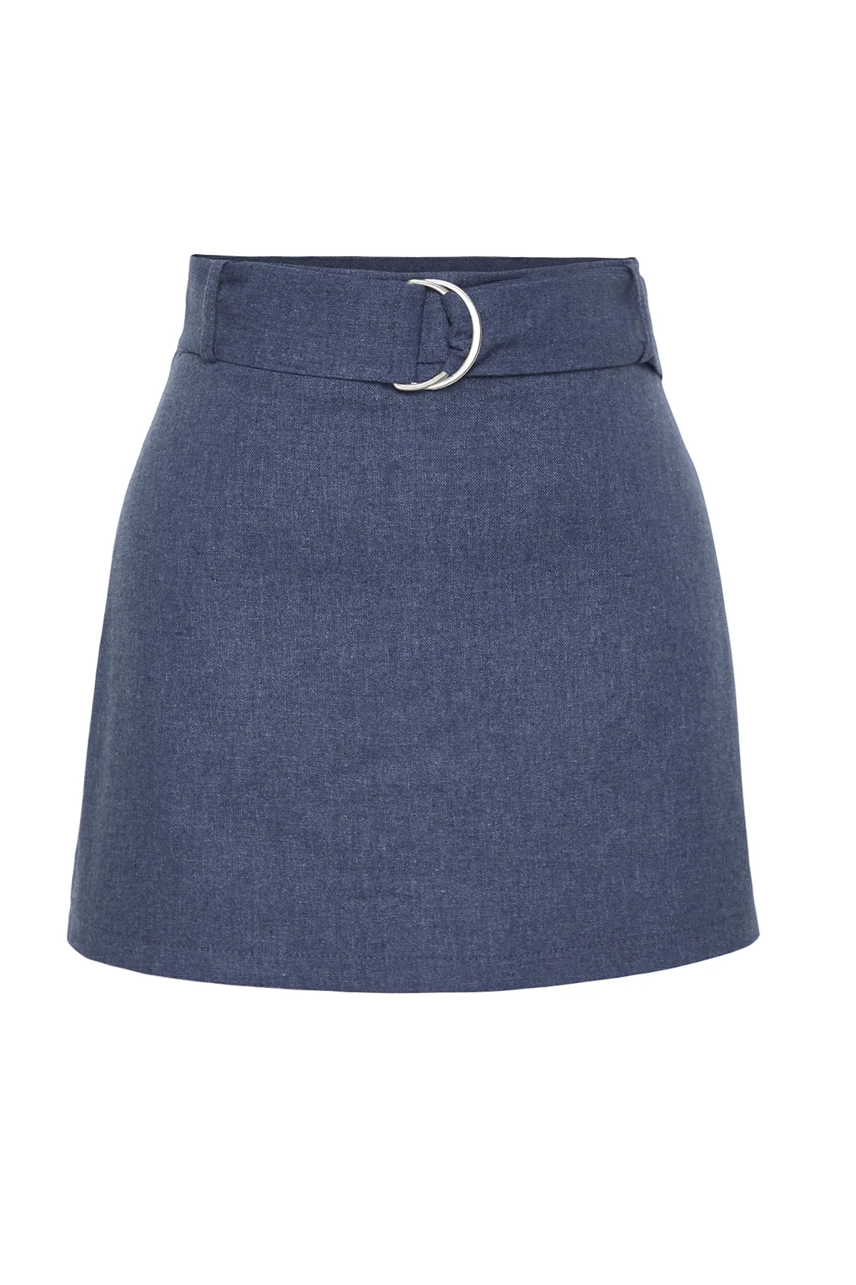 Trendyol Collection  Blauer Minirock aus gewebtem Leinengemisch TBESS21ET0124