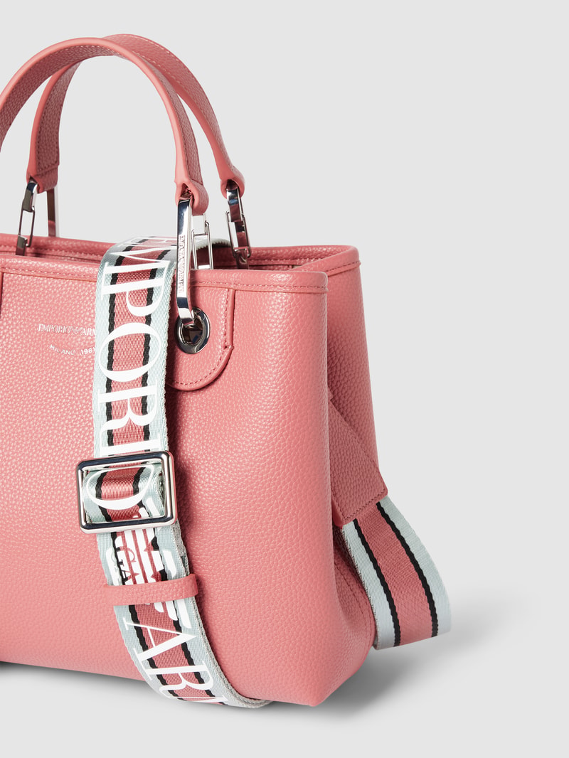 Shopper mit Schulterriemen und Label-Print in altrosa