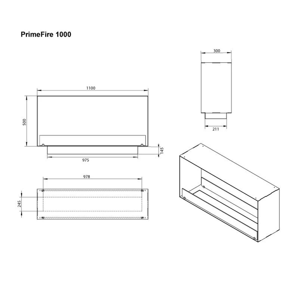 Foco Foco Two 1100 Medium, Bioethanol-Kamin mit ferngesteuertem Brenner, 110 cm Breite, zweiseitige Flammenansicht, drei automatische Brennervarianten, 7 kW