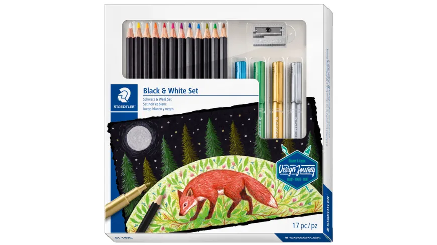 Set Black & White Set - super soft Farbstift+Metallic Marker