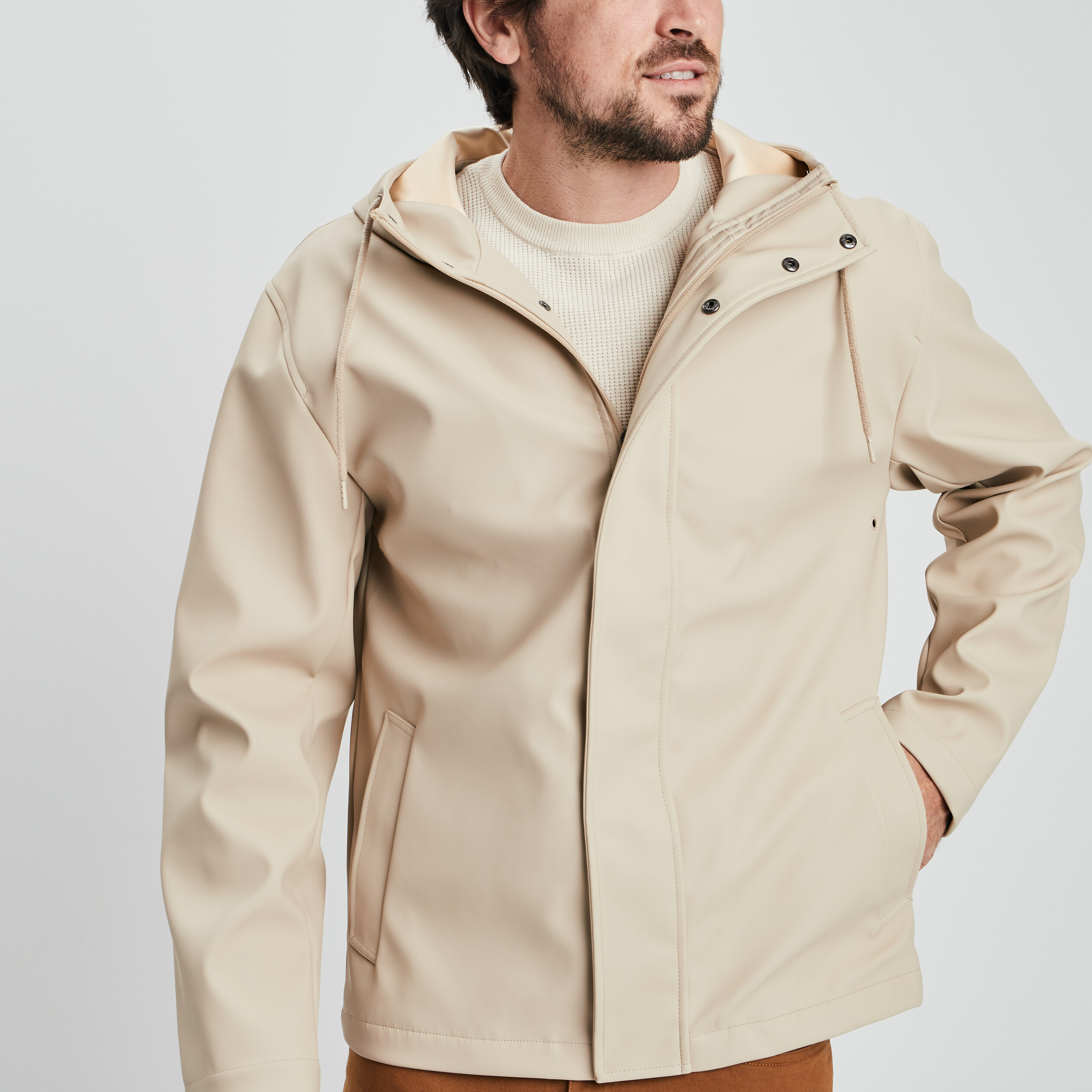 Imperméable court à capuche sable homme | La Halle
