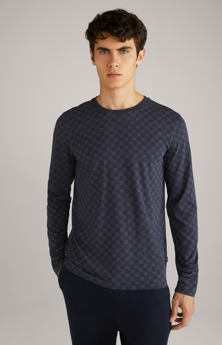 Cornflower Loungewear Longsleeve in Navy gemustert