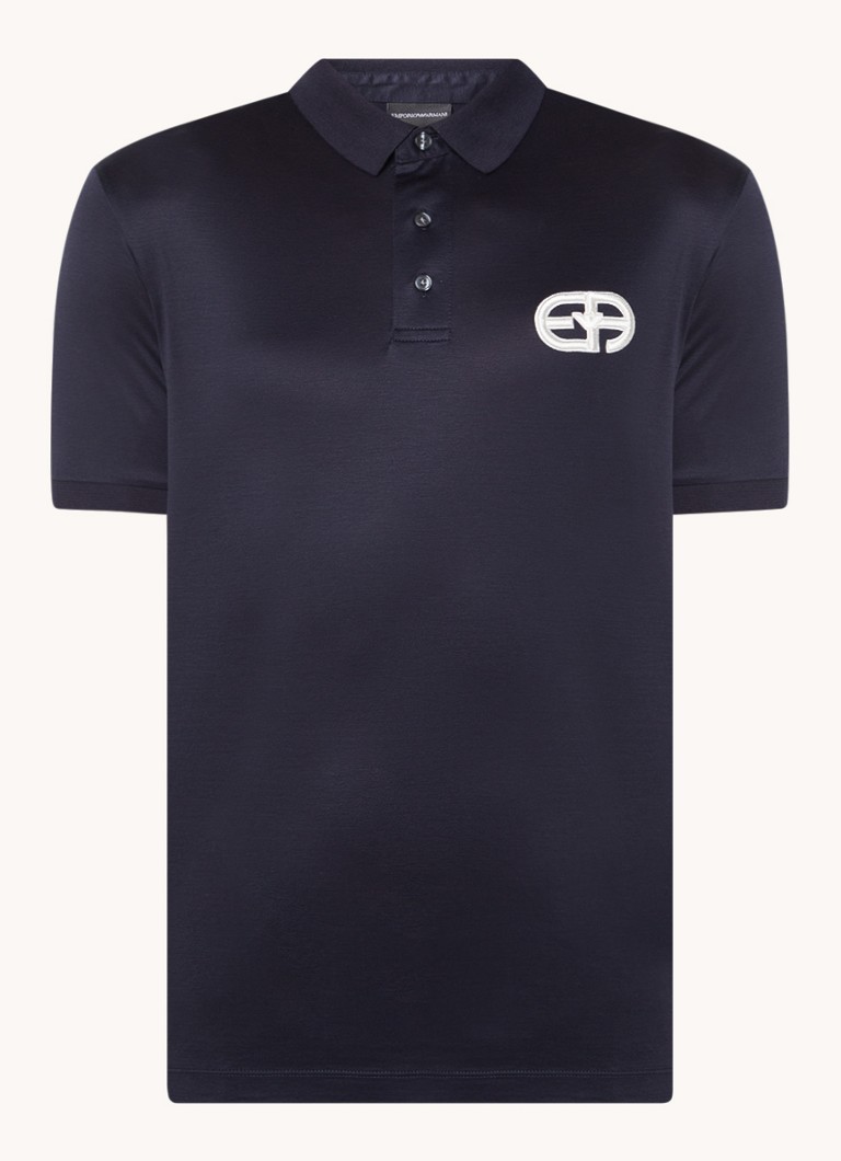 Polo Emporio Armani de corte regular em mistura de lyocell com bordado do logotipo.