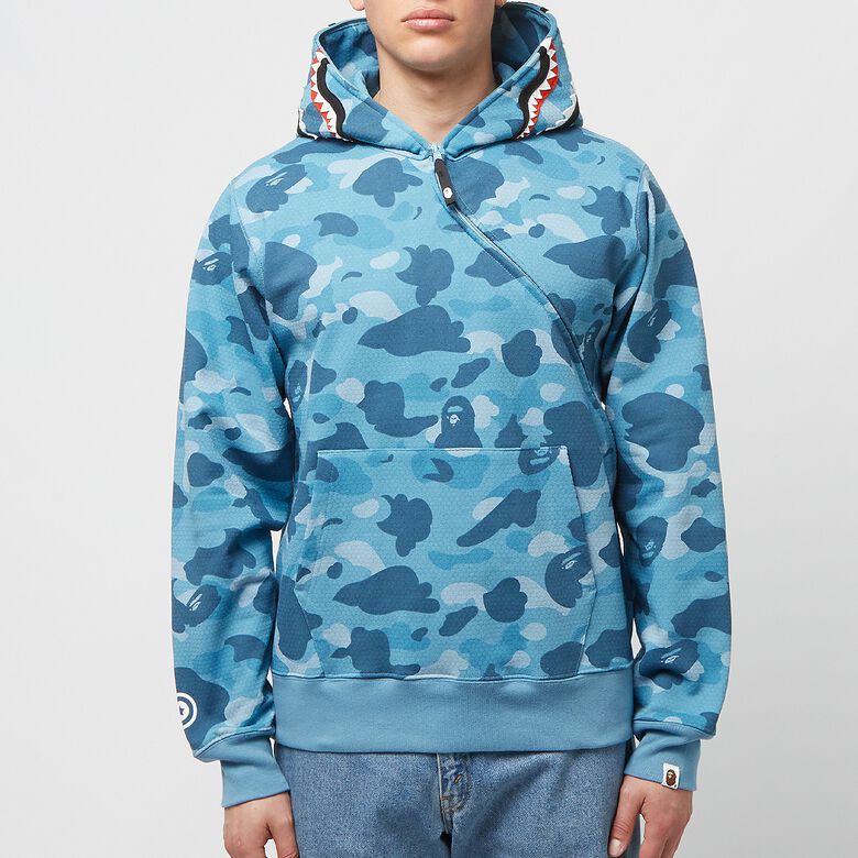 A Bathing Ape Honeycomb Camo Shark Full Zip Hoodie M Blue