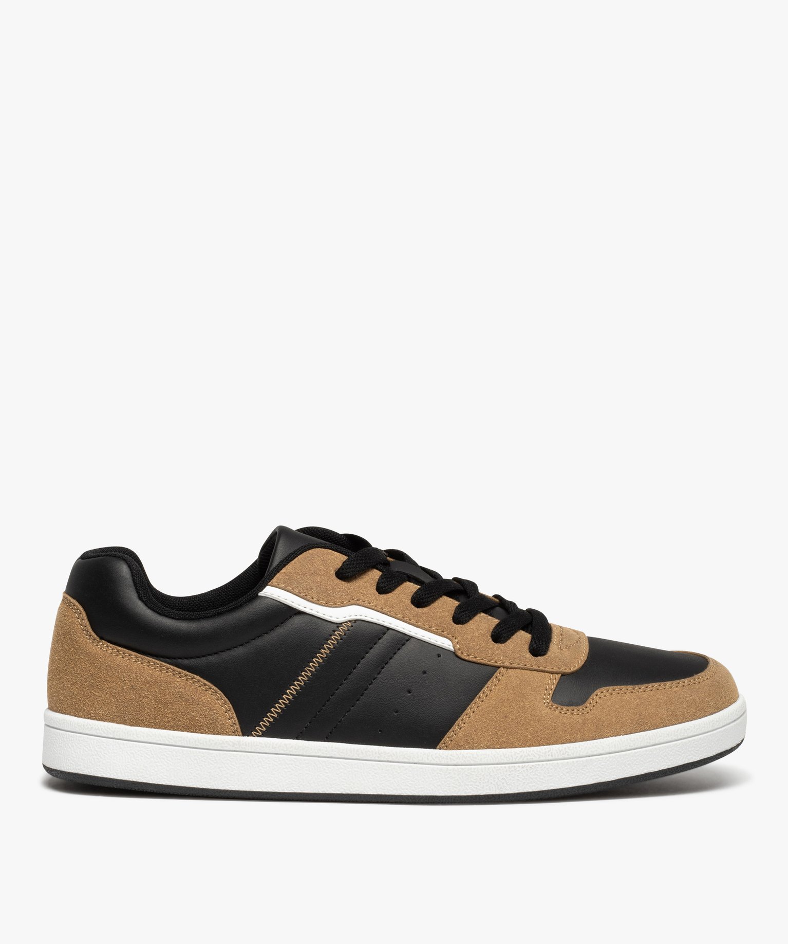 Baskets homme skateshoes bicolores à lacets camel | GEMO