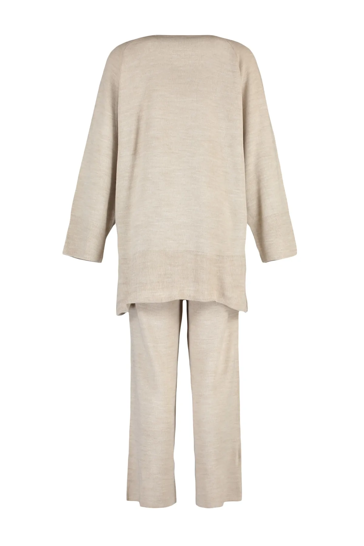 Trendyol Modest  Strickset aus Pullover und Hose mit Schlitzdetail in Stein TCTAW23US00030