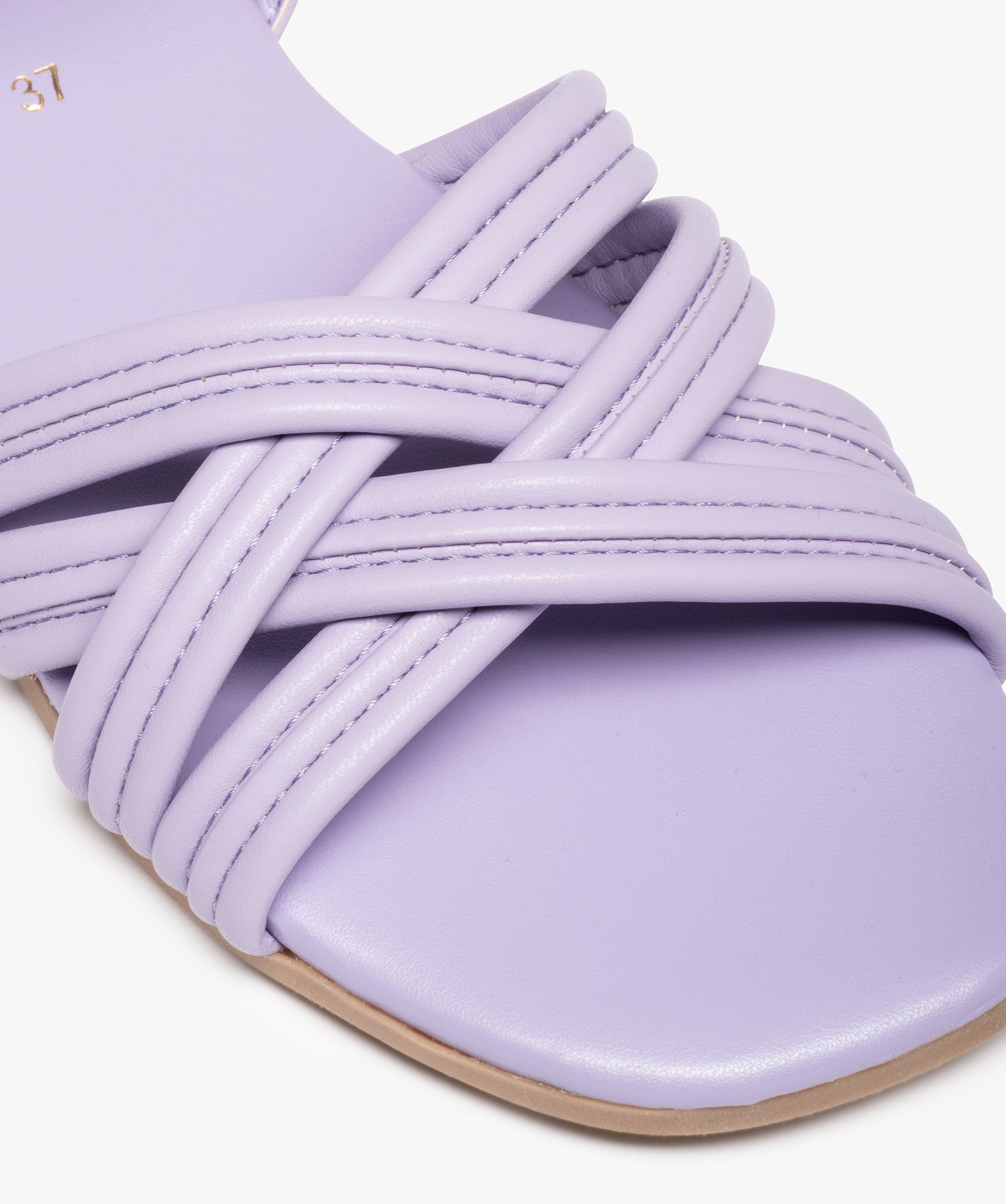 Sandales femme à talon plat et fines brides unies violet | GEMO