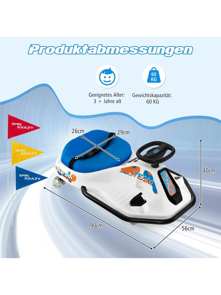 COSTWAY 24V Elektro Gokart 9–15 km/h mit bürstenlosem 200W-Motor in Blau günstig kaufen onesize