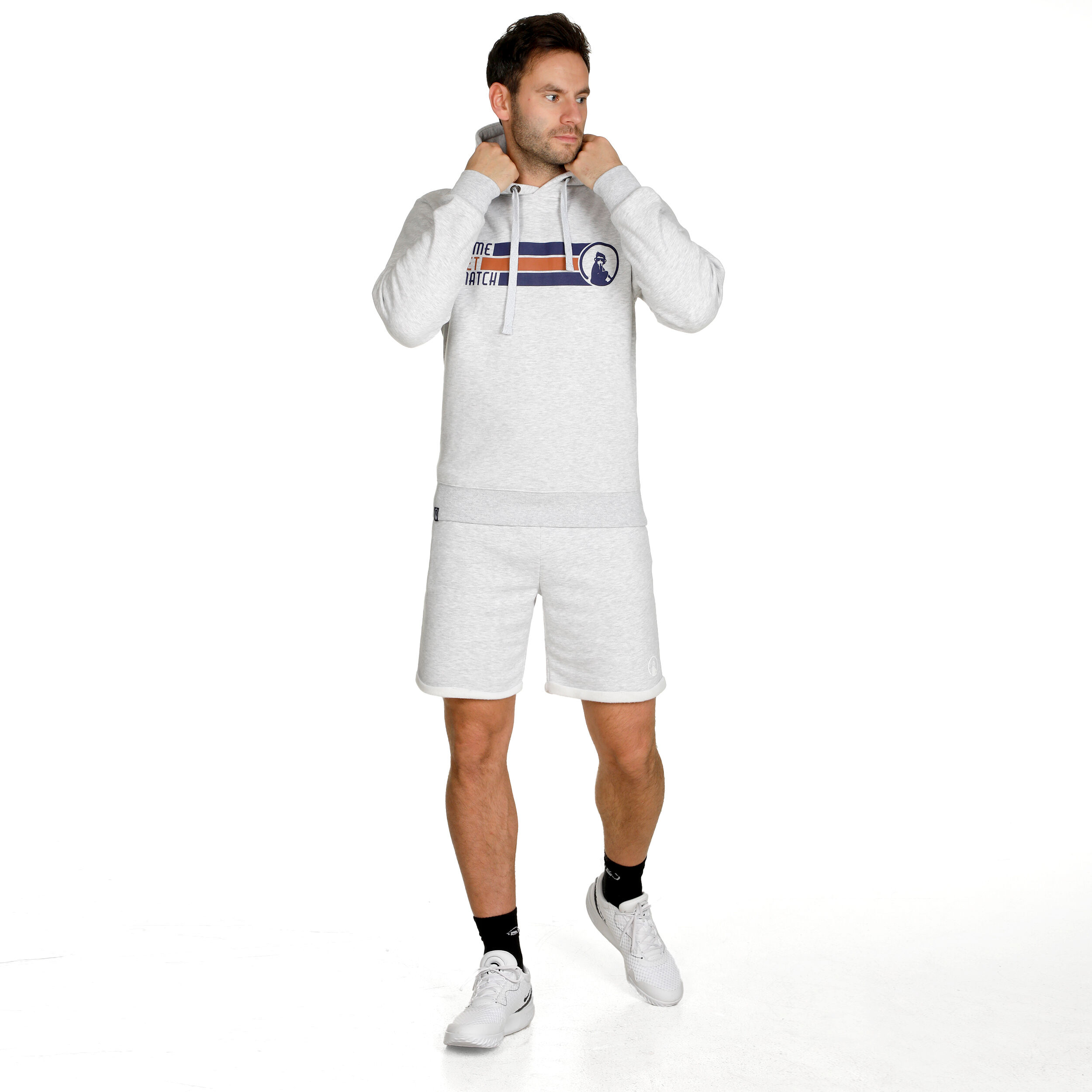 Retro Stripe Block Hoody Herren - Hellgrau, Mehrfarbig