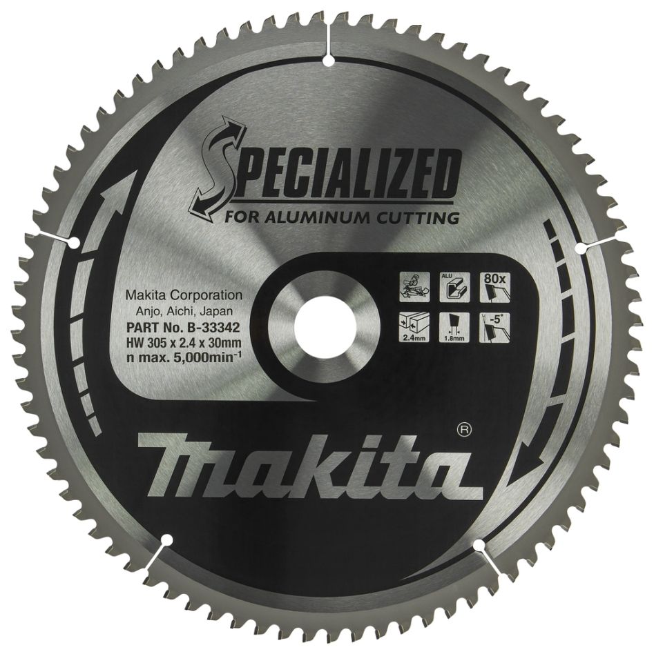 Makita Zubehör B-33342 Trennsägeblatt Spezialaluminium TCG 305 x 30 x 2,4 mm T80