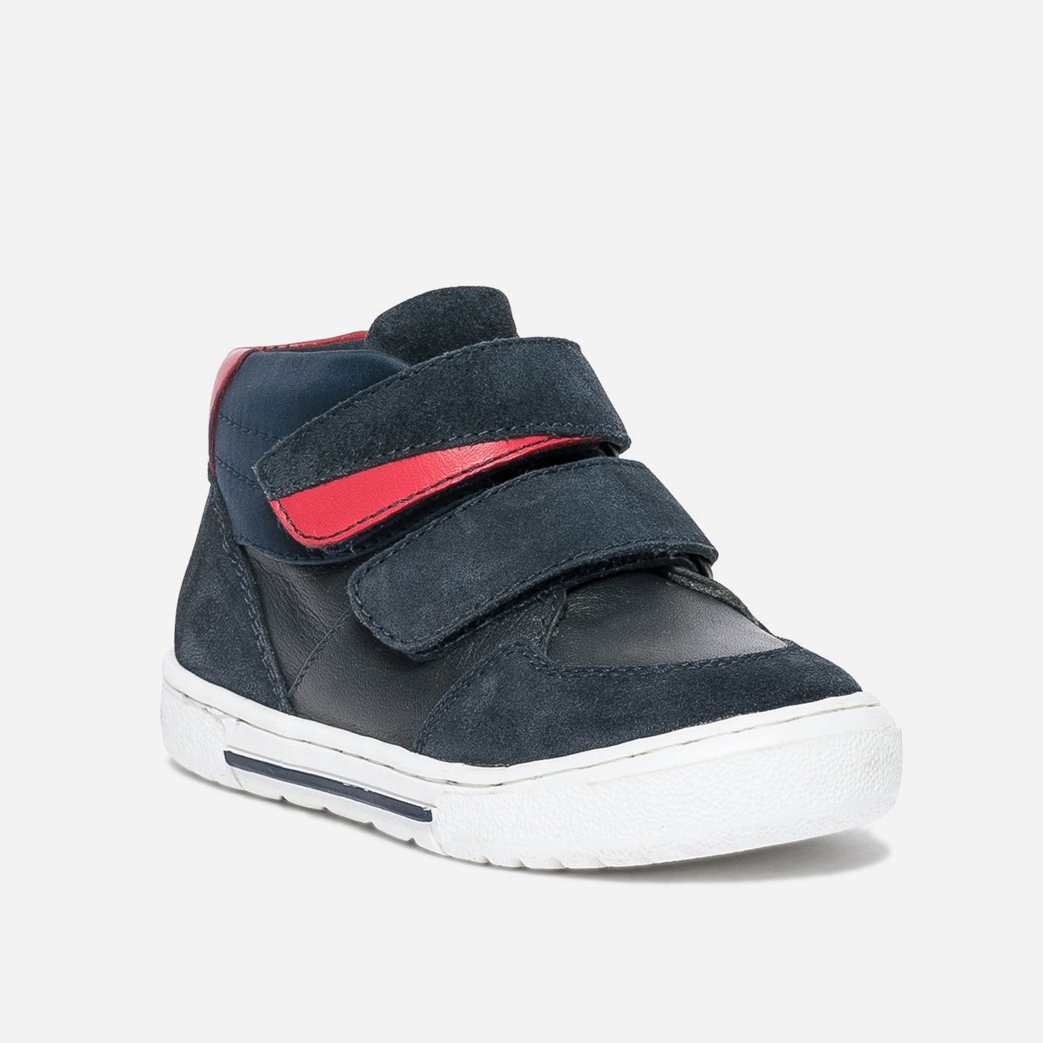 Boots BUGGY marine et rouge en cuir