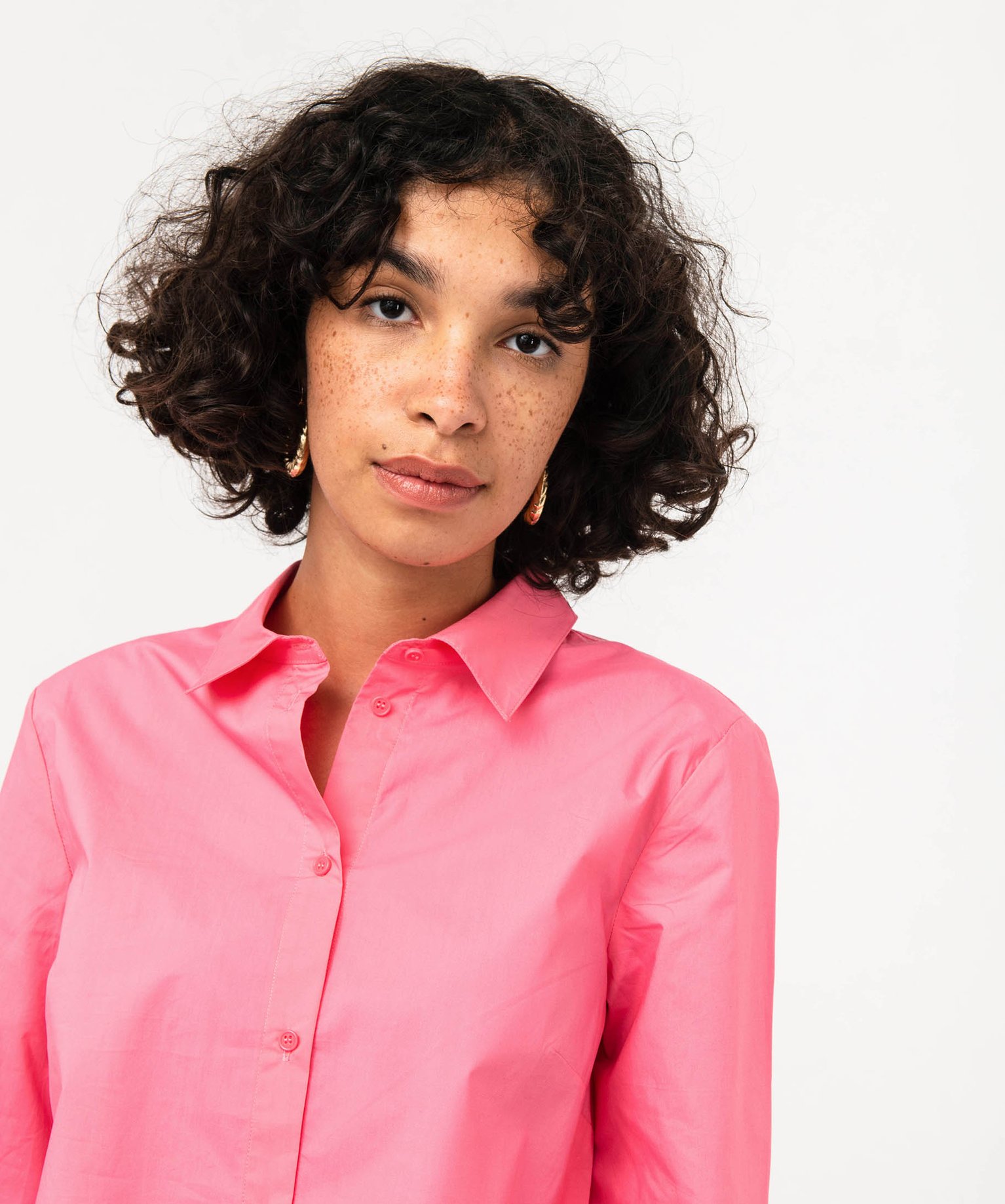 Chemise ultra courte en coton femme rose | GEMO