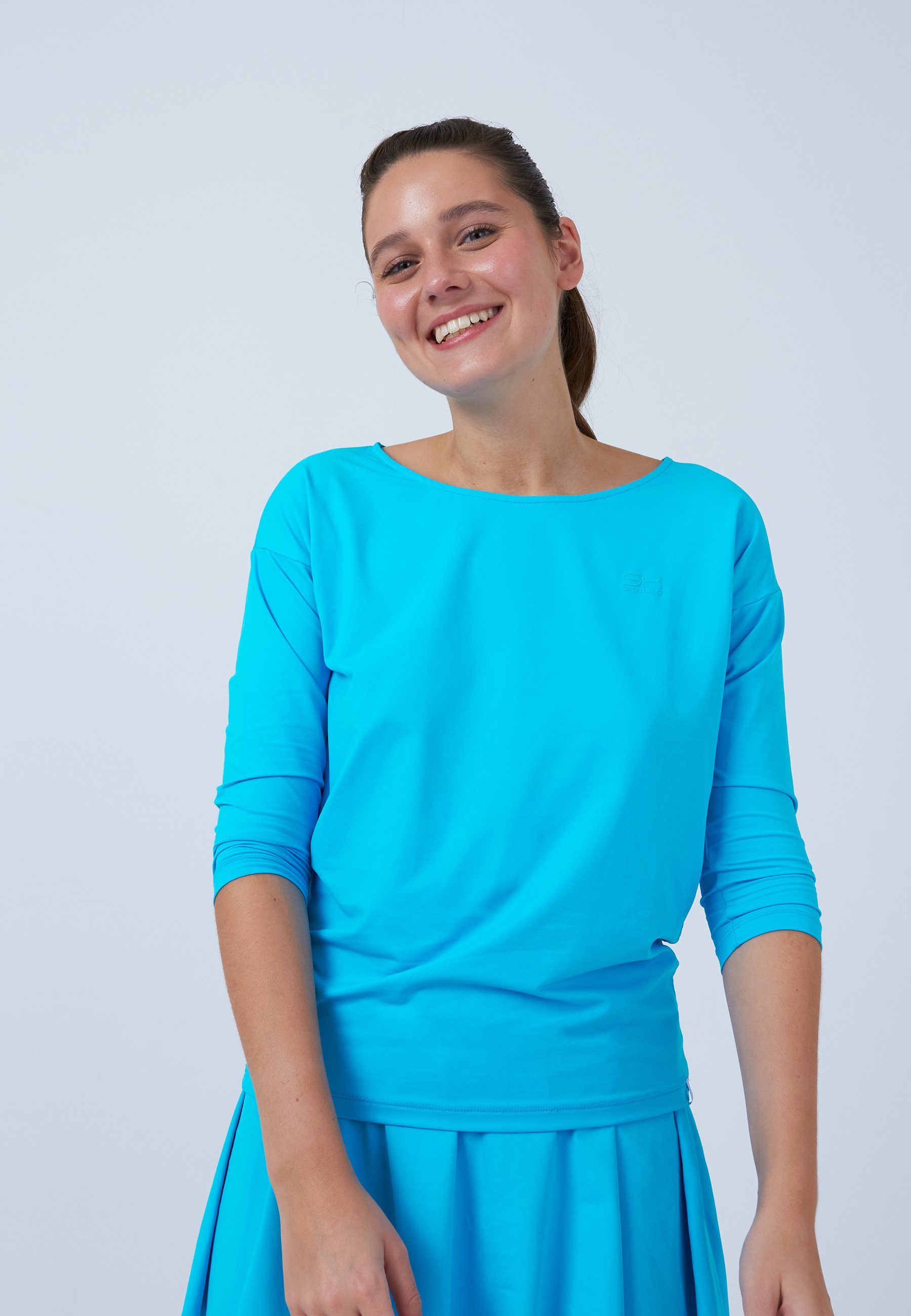 SPORTKIND Funktionsshirt Tennis 3/4 Loose Fit Shirt Mädchen & Damen türkis