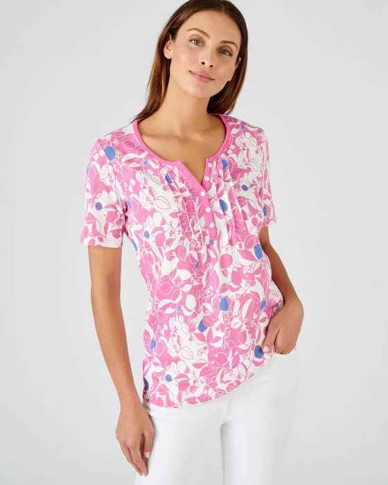 Tee-shirt col tunisien pur coton