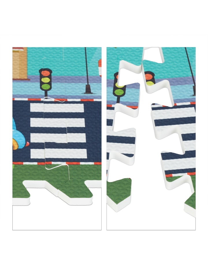 relaxdays 12tlg. Puzzlematte Straße in Bunt - (B)114 x (T)86 cm günstig kaufen onesize